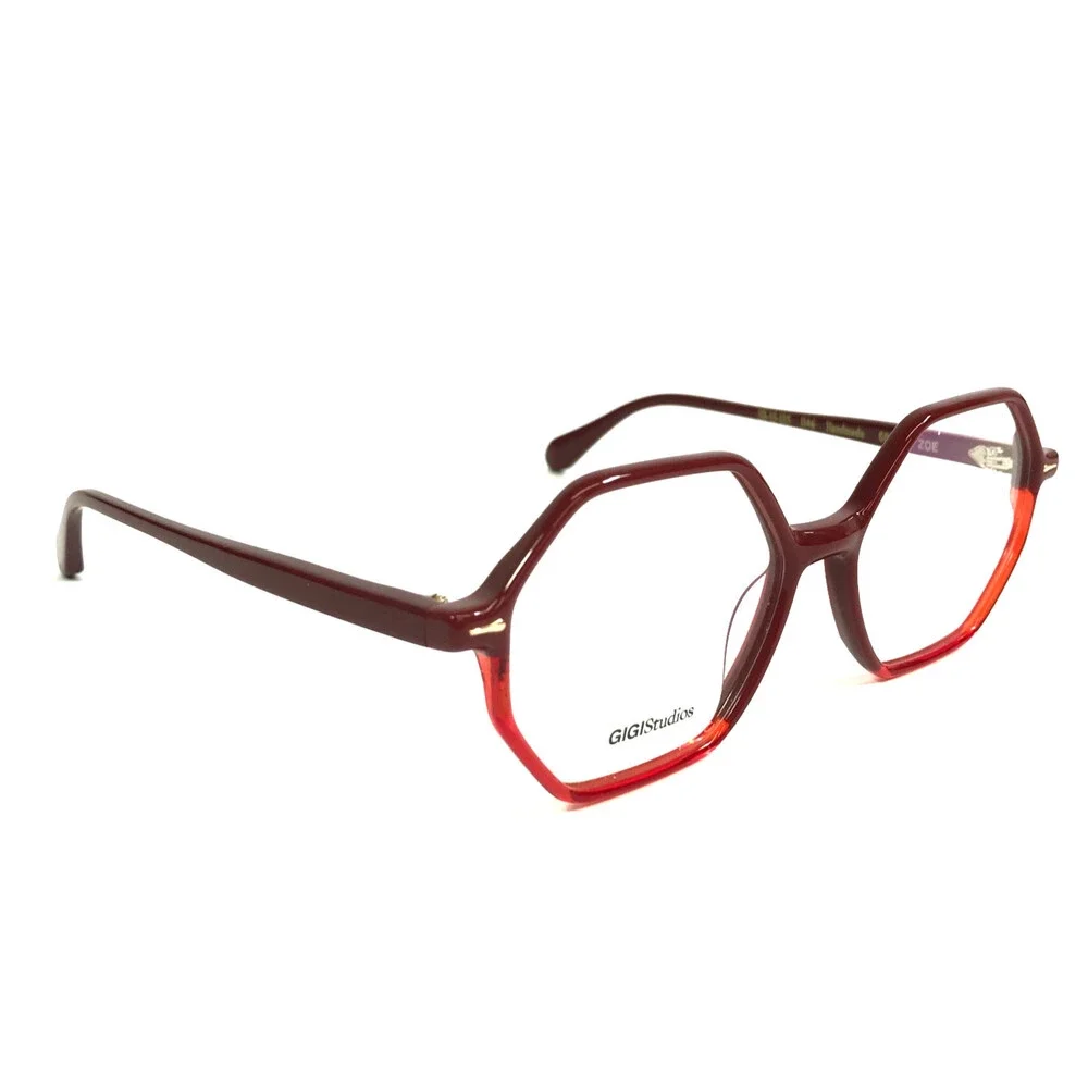 Gigi Studios Eyeglasses Frames ZOE 6603/0 Red Heptagonal Full Rim 50-15-135